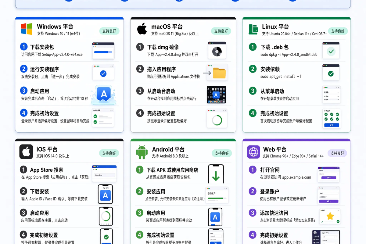 各平台安装与初始设置流程