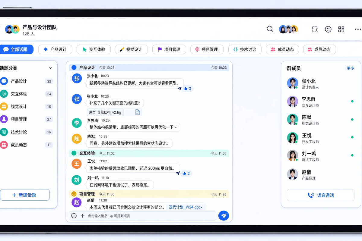 群组功能：多人协作与话题讨论